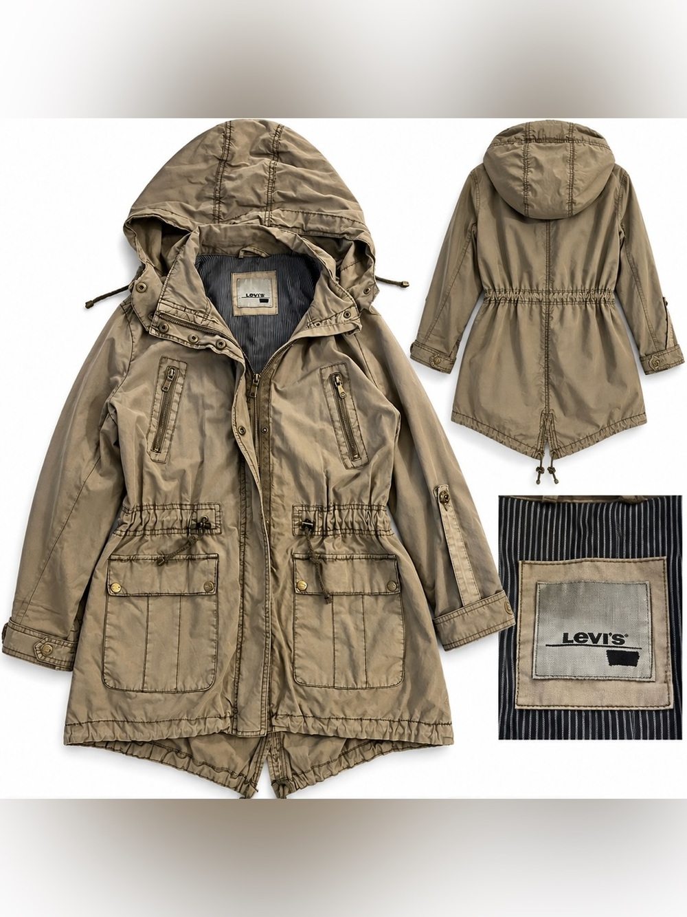 Levi's Khaki Hooded Utility Anorak Jacket